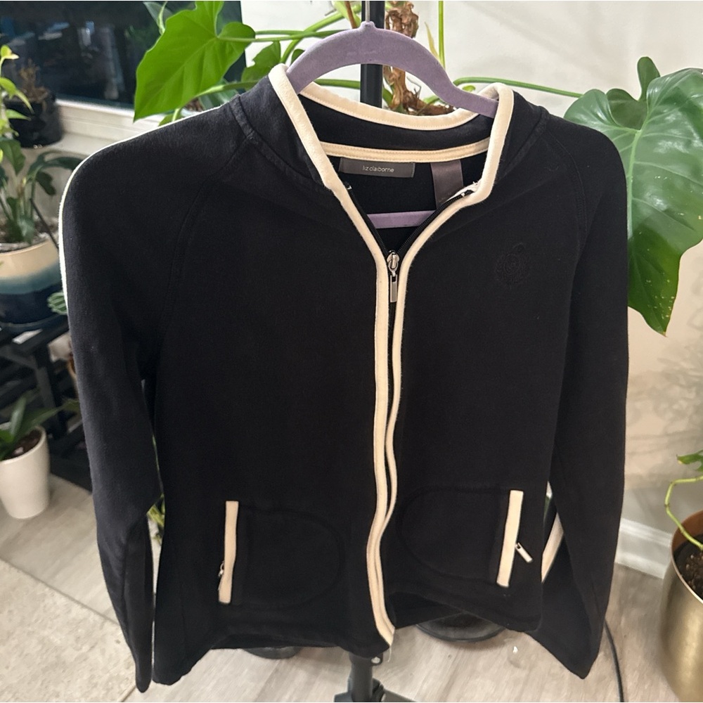 Liz Claiborne Black jacket with Cream Trim
